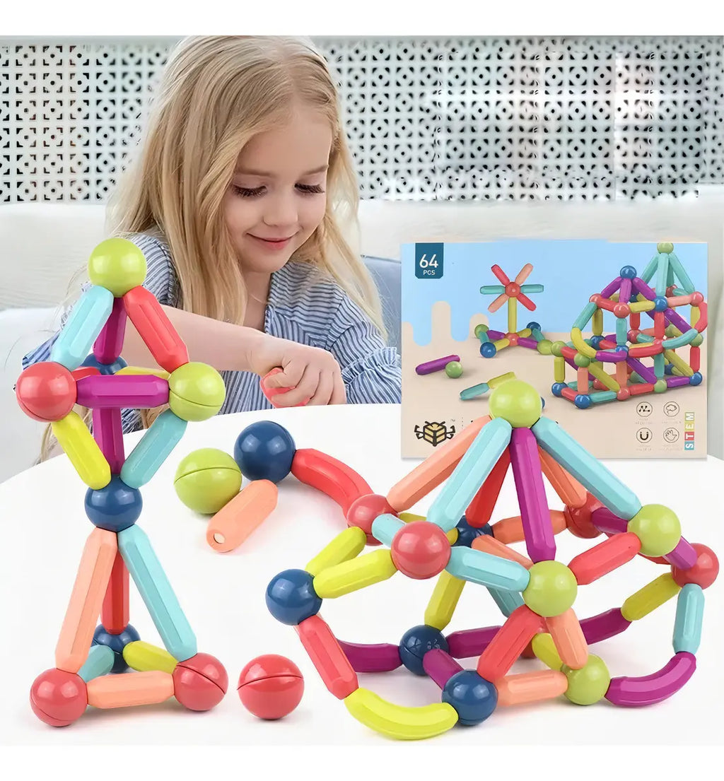 MagnaBuild 64™ | Bloques Magnéticos de Construcción Educativos