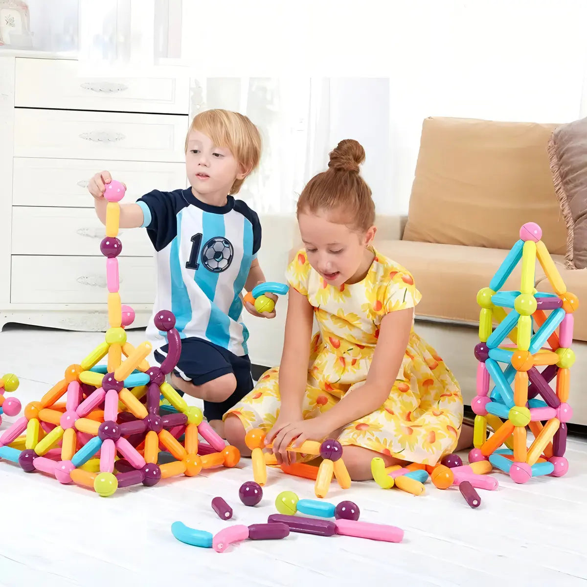 MagnaBuild 64™ | Bloques Magnéticos de Construcción Educativos