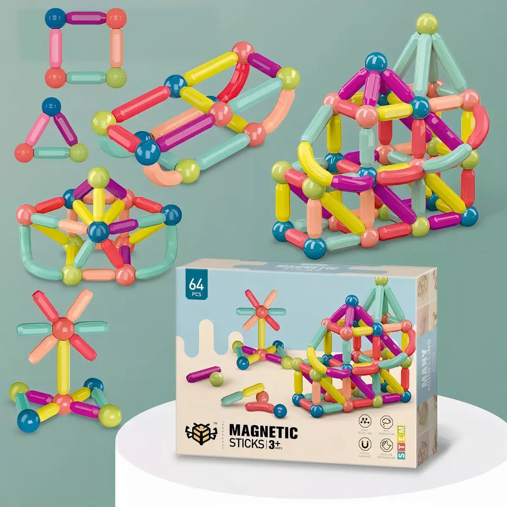 MagnaBuild 64™ | Bloques Magnéticos de Construcción Educativos